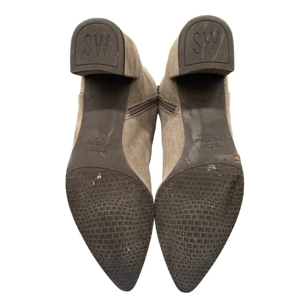 Size 6 Stuart Weitzman Allwayhunk Almond Suede Over The Knee Block Heel Boots